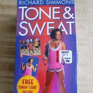 Richard‎ Simmons TONE & SWEAT VHS Tape Workout Free TONIN CORD New Sealed